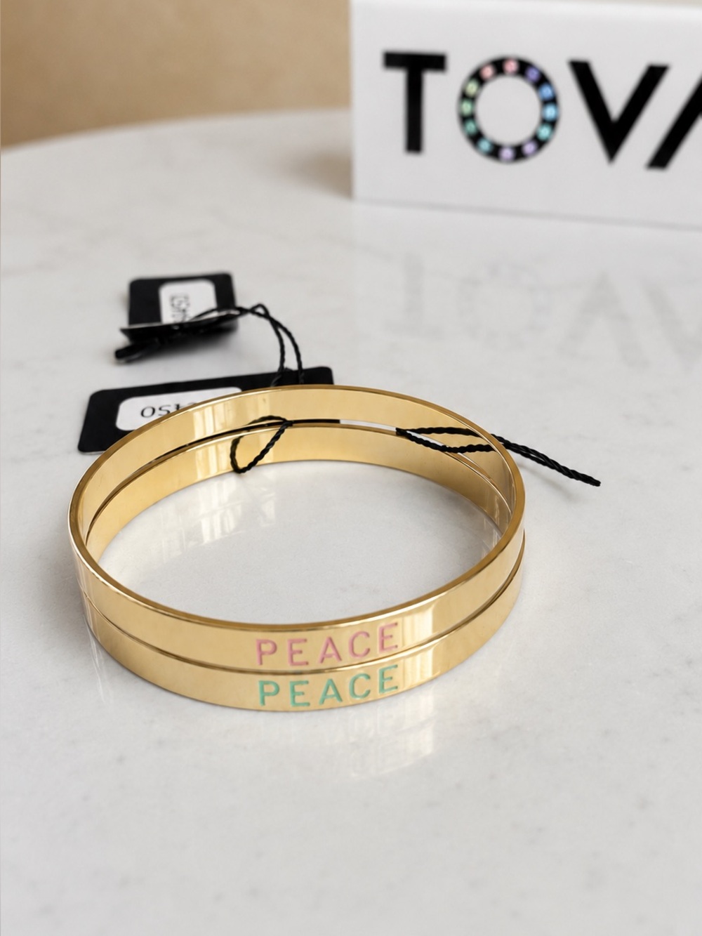 TOVA Essentials Gold 'Peace' Engraved Bangle